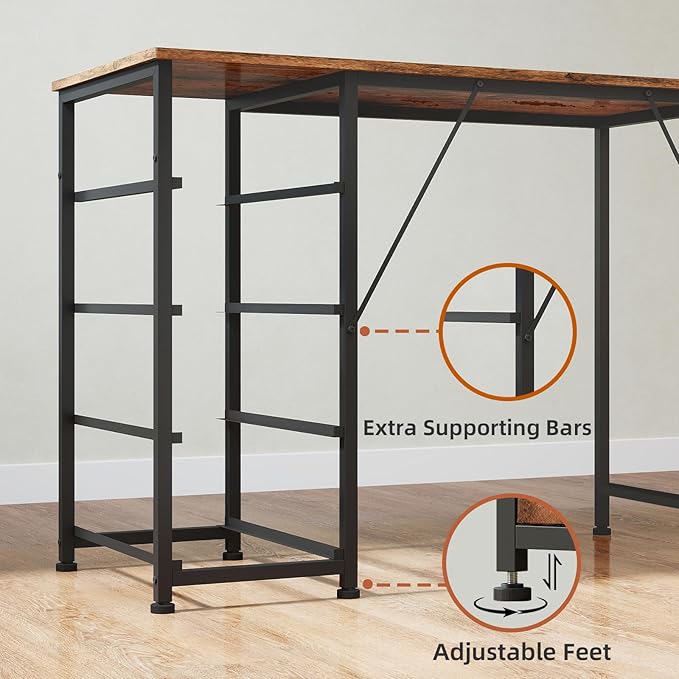 Somdot 47 Computer Desk with 4 Drawers for BedroomSimple Home Office Writing DeskGaming Table with StorageModern Work for Home Office Study Living RoomWood Grain Print