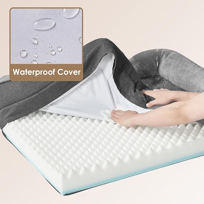 EHEYCIGA Orthopedic Dog Bed for Large Sized Dog 36x27x7 Inch Large Memory Foam Dog Couch Bed with Sides Waterproof Liner &amp Washable Removable Cover Bolster Pet Sofa Grey