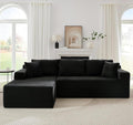 Cloud Sectional Couch Corduroy Modular Sectional Sofa with L-Shape Chaise Modern Boneless Couch Comfy Deep Seat for Living Room Bedroom No Assembly (Black Left Facing Chaise)