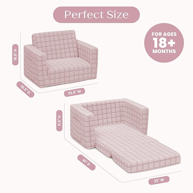 Delta Children Checkered Cozee Flip-Out Chair Pink