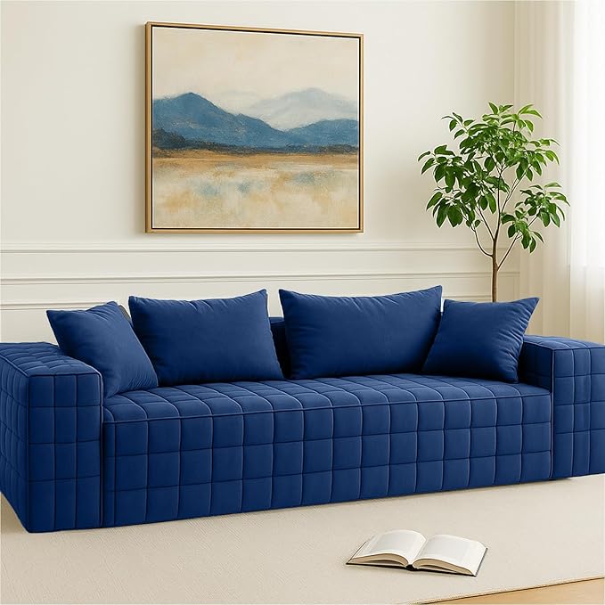 Chenille Sofa 3 Seater 91.73 Inch Modern Comfy Indoor Sofa Soft Chenille Upholstered Sofa for Living Room Home Decor
