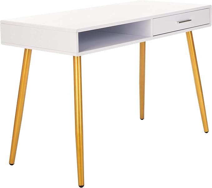 Safavieh Home Office Jorja Modern White and Gold 1-drawer Desk