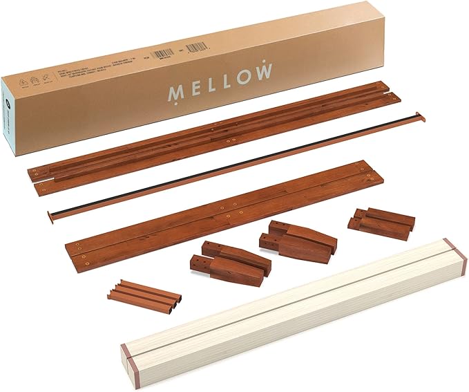 Mellow Naturalista Classic 12 Inch Solid Wood Platform Bed with Wooden Slats Twin XL Cherry