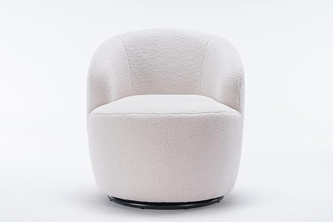 Homtique Small Swivel Barrel ChairComfy Round Club Chairs for Living Room Bedroom360 Degree Swivel Single Sofa Lounge Accent Chair Boucle Armchair for ApartmentHotel (Ivory-Teddy)