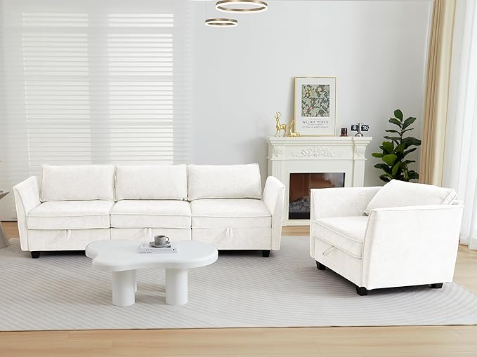ORRD 2 Piece Modular Sectional Sofa Set Convertible Couch with Storage Sofa Modular for Living Room Office (Beige)