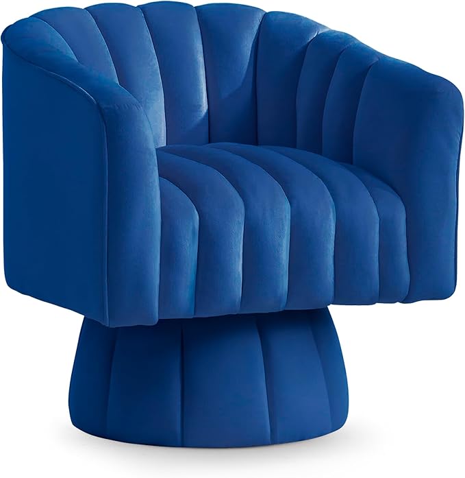 YSICK Swivel Accent Chair 360°Swivel Barrel Chair Modern Ottoman with Velvet Fabric Mid-Century Ottoman with Wide Upholstered Round Armchair for Living Room Lounge BedroomBlue