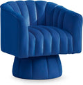 YSICK Swivel Accent Chair 360°Swivel Barrel Chair Modern Ottoman with Velvet Fabric Mid-Century Ottoman with Wide Upholstered Round Armchair for Living Room Lounge BedroomBlue