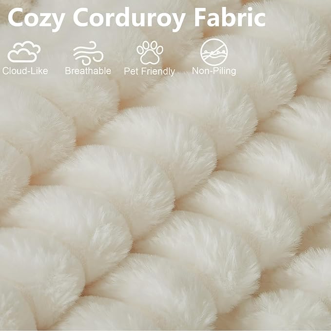 55''Oversized Round Chair Lounge Chaise IndoorCloud Boneless Large Circle Chair with Plush CorduroyNo Assembly RequiredFluffy Modern Sleeper Sofa Bed for ReadingLiving Room(BeigeFabric Upgrade)