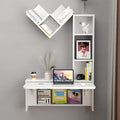 Folding Wall Mounted Drop Leaf Table Foldable Desk with Moveable Cabinets Floating Laptop with Convertible Storage Shelves Multifunctional Computer Workstation in Home for Space Saving