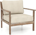 GOFLAME Mid-Century Modern Accent Chair Upholstered Armchair with Solid Wood Frame Linen Fabric Comfy Reading Chair Farmhouse Leisure Chair for Living Room Bedroom Sunroom Hosting Room