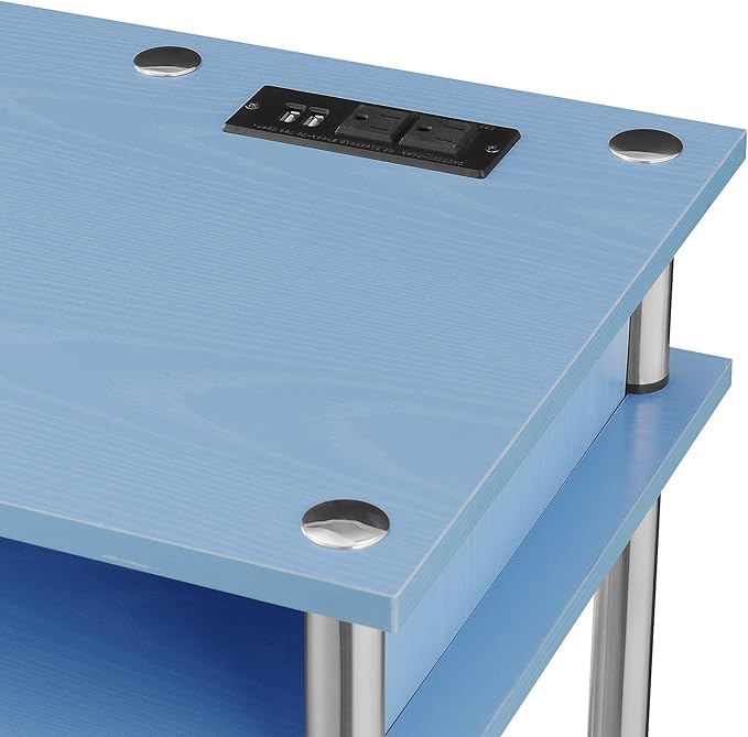 Convenience Concepts Designs2Go No Tools Student Desk with Charging Station and Shelves Blue