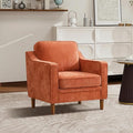 Kingfun Accent Chair Living Room Chairs Mid Century Reading Armchair Chenille with Solid Wood Foot Upholstered Modern Decor for Bedroom Apartment Orange