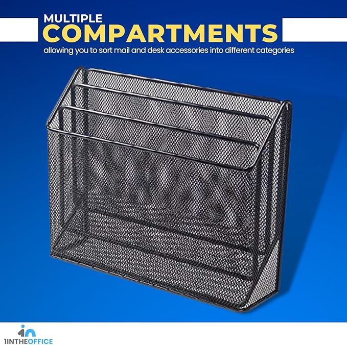 1InTheOffice 3 Tiers File Folder Organizer Desk Sorter Black Mesh