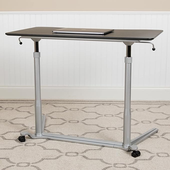 Flash Furniture Merritt Sit-Down Stand-Up Black Computer Ergonomic Desk with 37.375W Top (Adjustable Range 29 - 40.75)