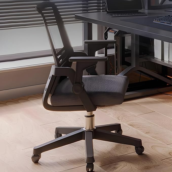 LITFAD Rectangular Wooden Office Desk with Chair Modern Computer Desk with Metal Frame and Bookshelf Writing Desk for Home Office - 2 Piece Set Black 47.2 L x 23.6 W x 59.1 H Desk with 1 Chair