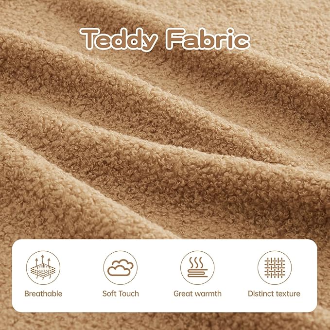 Boneless Sectional Couch with Memory Foam &amp Deep Seat Modular Sectional Sofa with Teddy Fabric for Living Room Cloud Couch with Facing Chaise No Assembly Required (Camel3 seat Right L)