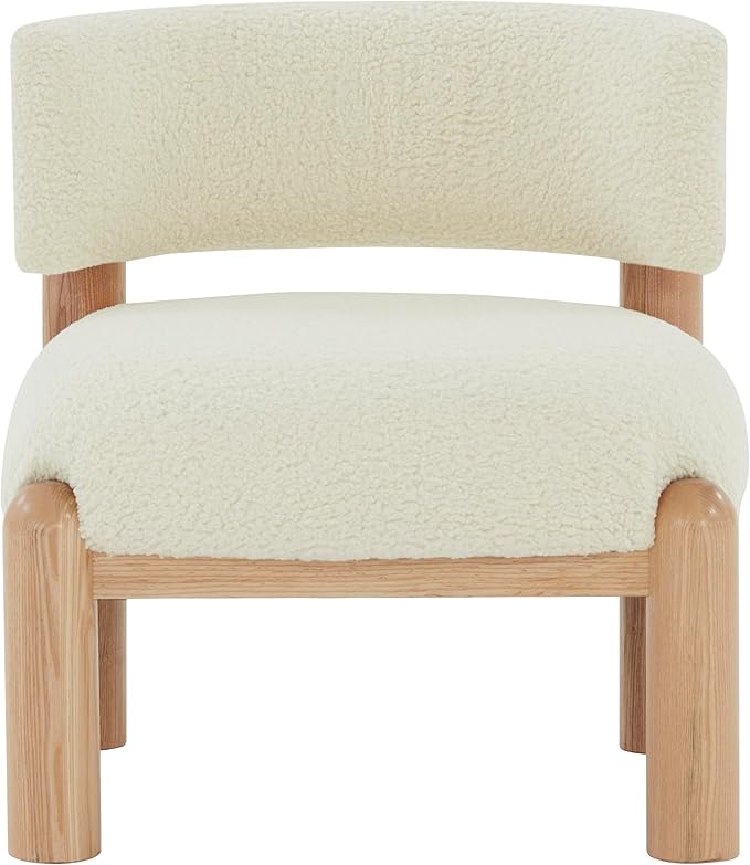 SAFAVIEH Couture Collection Rosabryna Modern Scandinavian Ivory/Natural Faux Shearling Accent Chair (Fully Assembled)