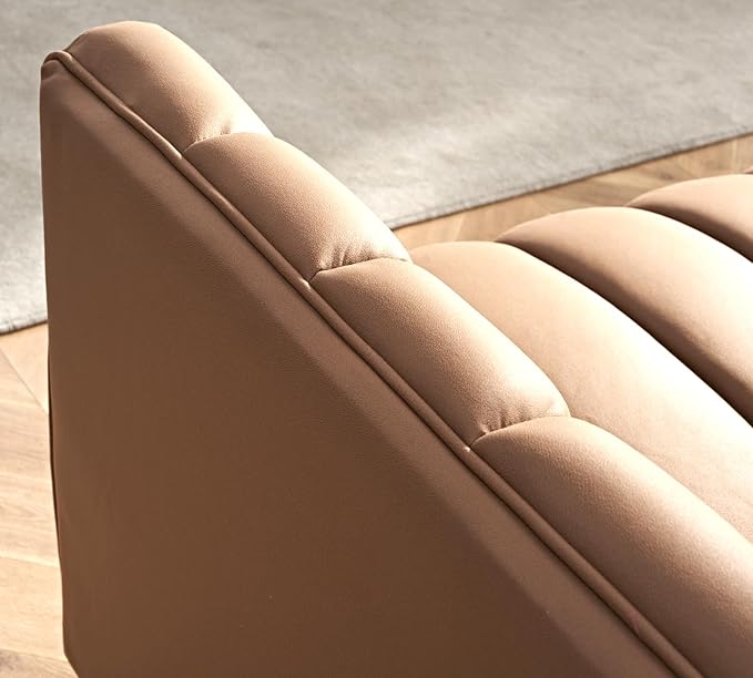 Direct Glam Fabric Upholstered Solid Wood Frame 82.7 Art Deco Sofa for Living Room Office Sophisticated 3 Seater Couch Brown