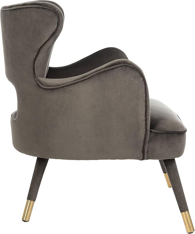 Safavieh Home Blair Retro Glam Shale Velvet and Gold Wingback Accent Chair
