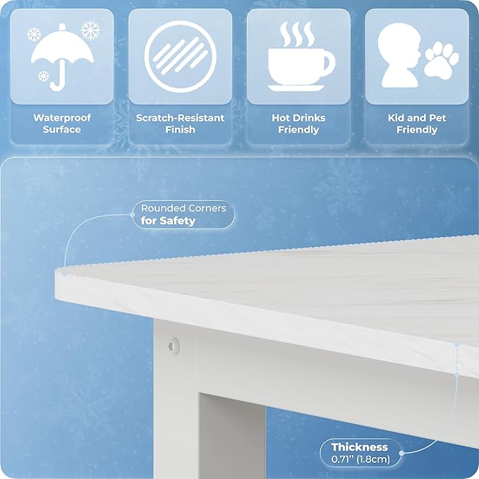51 Home Office Desk Modern Computer Desk 51.2x23.6x29.5 inches PC Table with Thicken Frame Industrial Style Sturdy Metal Frame Furniture for Writing Gaming Marble White+White