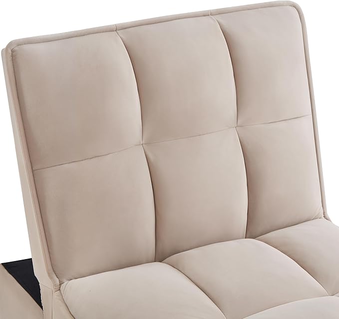 Ball &amp Cast 4 in 1 Convertible Sleeper Chair Velvet Single Sofa Bed with Side PocketsPull Out Couch with Adjustable Backrest and Pillow Multi-Function Chaise Lounge for LivingroomTaupe