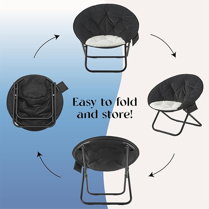 Urban Lifestyle Colorblock Micromink Saucer™ Chair with Black Legs Black/White
