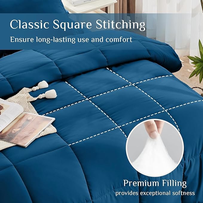 JOLLYVOGUE Twin Comforter Set Ultra-Soft Bed in a Bag Twin Size 5 Pieces Oeko-TEX Certified Bedding Set with Down Alternative Comforter Sheets Pillowcases &amp Shams Teal