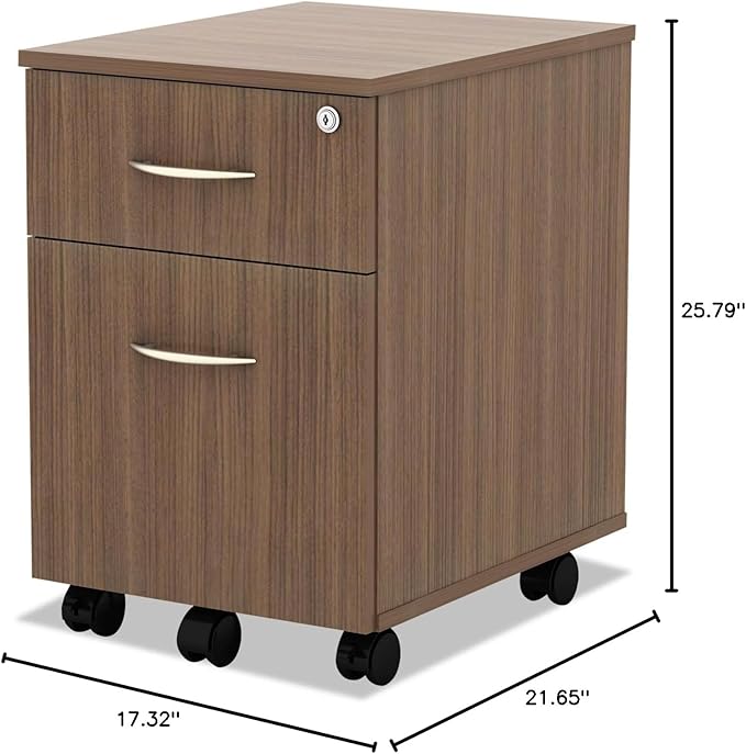 Alera ALE Valencia Series Mobile Box/File Pedestal 15 7/8 x 19 1/8 x 22 7/8 Walnut