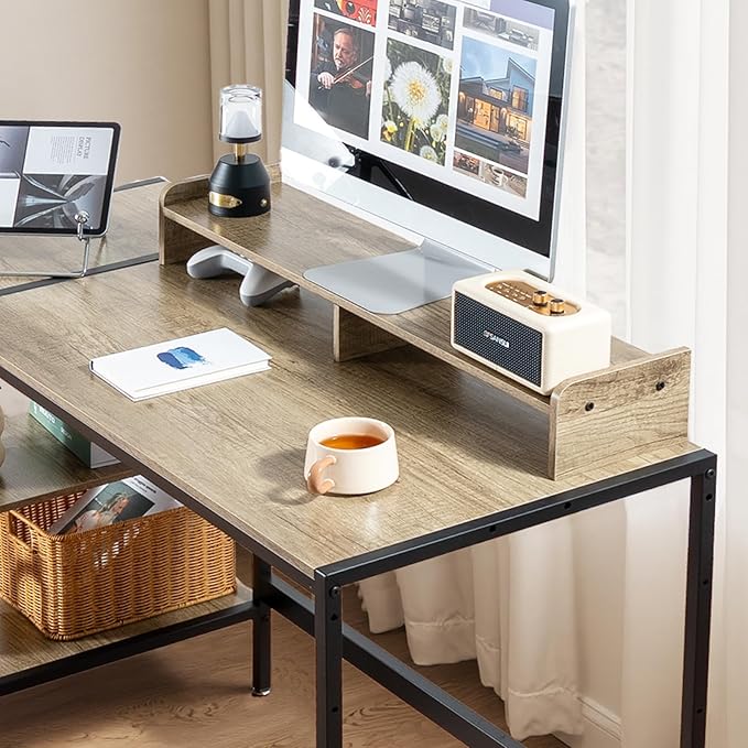 47-inch Computer Desk with Storage Shelf - Gray Ideal Gaming Desk for Bedrooms Small Spaces and Home Offices Modern Writing Desk for PCs.