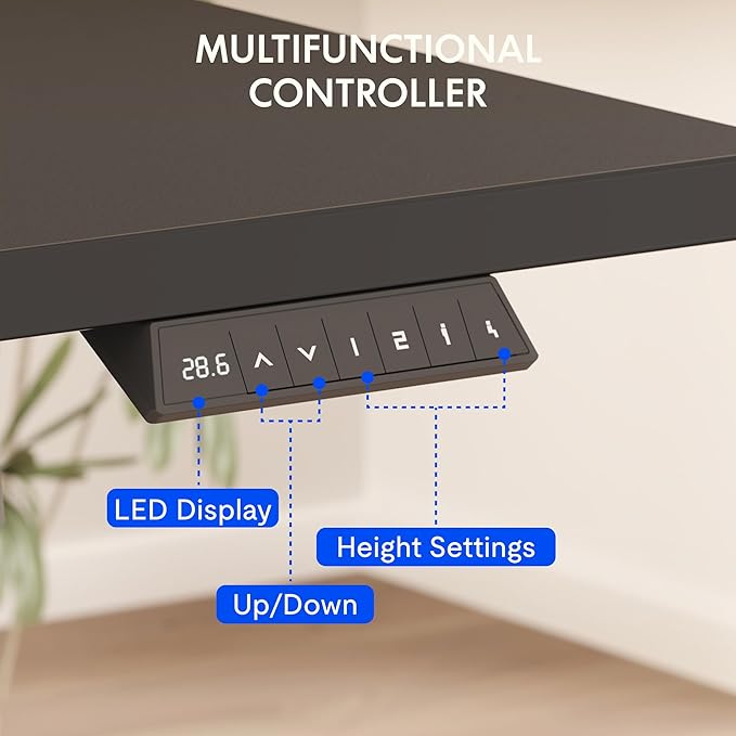 FLEXISPOT EN2 Whole-Piece Standing Desk with Clamp Power Strip 40 x 24'' Electric Stand Up Height Adjustable Desk with Cable Management (Black Frame + 40 Black Top)