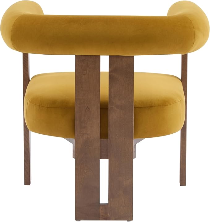 Christopher Knight Home Linton Modern Velvet Upholstered Accent Chair Living Room Solid Wood Lounge Chair Bedroom Soft Cushion Comfy Reading Chair Home Office Sofa Armchair Mustard Yellow+Brown