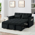 KEIKI 54.33 Pull-Out Sofa Couch Bed 2 in 1 Convertible Velvet Sleeper Sofa with Adjustable Back for Apartment Living Room Black