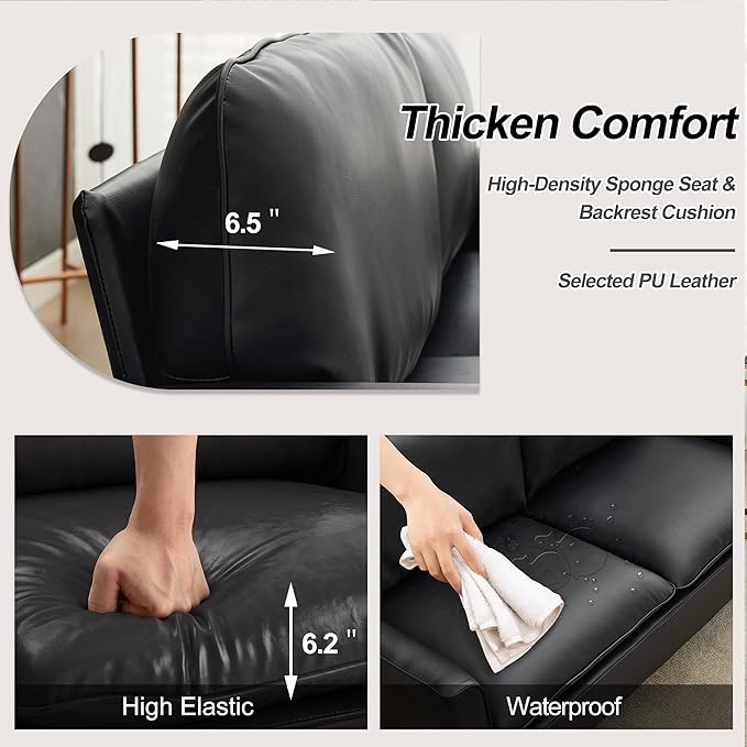 Okeysen Modern Leather Loveseat Set Upholstered Couch for Guest Mid-Century Accent Chairs for Living Room Comfy Couches for Small Spaces Sofa Chair Reading Chair for Waiting Room.
