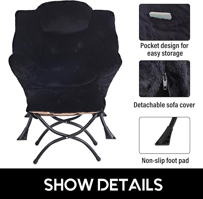 LITA Modern Accent Leisure Upholstered Sofa Chair Lounge Reading Chair with Armrests and a Side Pocket for Living Room Bedroom &amp Small Space Plush Black