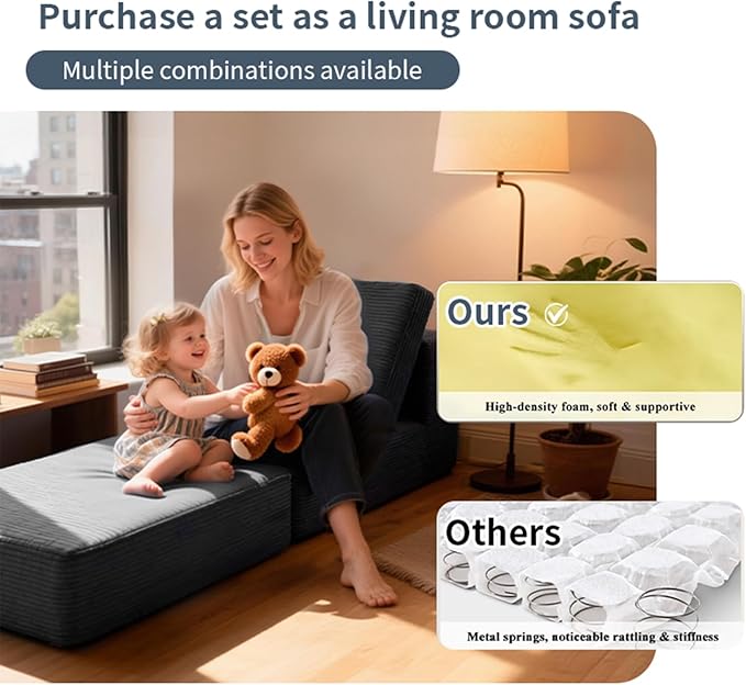 FILUXE Modular Sectional Sofa Modern Modular Sofa Couch with Deep SeatComfy Cloud Couch Sectional Couches for Living Room Bedroom and Apartment1-SeaterDark Grey