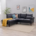 Panana 5 Seats Sectional Sofa Leathaire Fabric with Built-in USB Charging Port Chaise Right Corner L Shaped Couch (Black Leathaire 5 Seater Right Corner with Chaise)