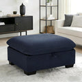 asunflower Matching Large Storage Ottoman for Sectional Sofa Oversized Foldable Footrest Stool with Lid Blue Corduroy Bench - 37.4 Extra Wide