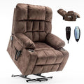 Oversized Power Lift Recliner Chair for Adult Elderly Dual Motor Lay Flat Electric Recliner with Massage &amp Heat 25.5 Wide Seat Big Tall Recliners for Living Room Velvet Brown
