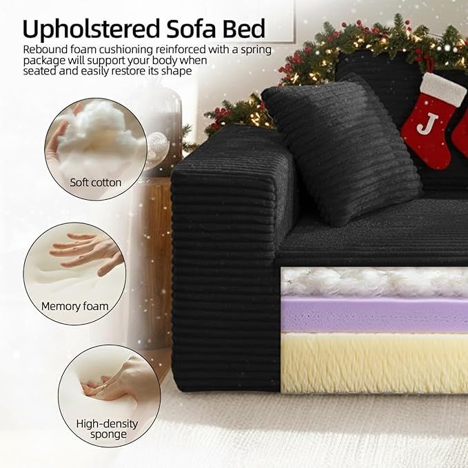 Single Cloud Sofa Giant Bean Bag Chair with High Backrest &amp Wider Armrest Foam Boneless Couch for Small Spaces Comfy Furry Sofas with Pillows for Living Room Bedroom Apartment Dorm Office