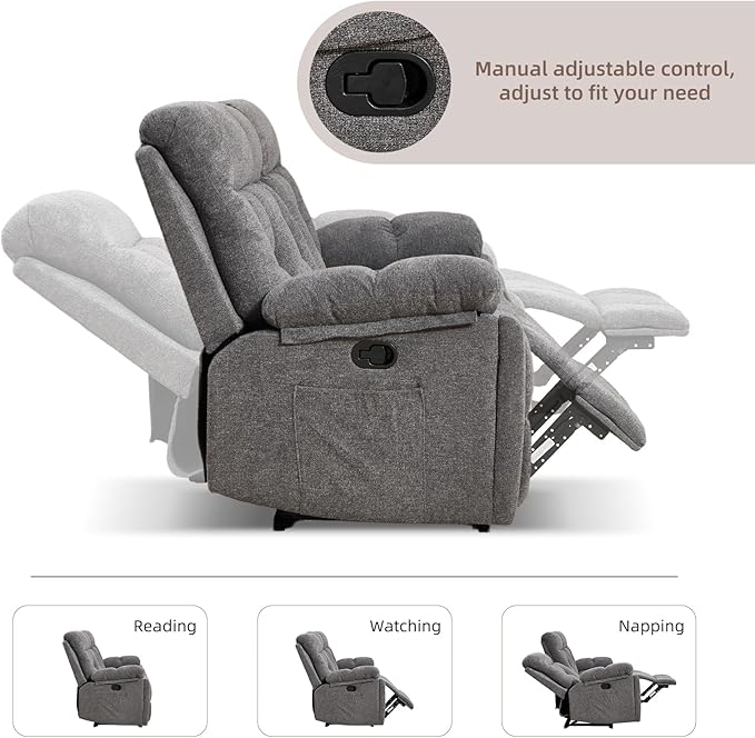 CANMOV Recliner Sofa Set Power Lift Recliner with Massage&ampHeat and Loveseat Set Reclining Sofa with Storage ConsoleHidden Cup Holders for Living Room Grey