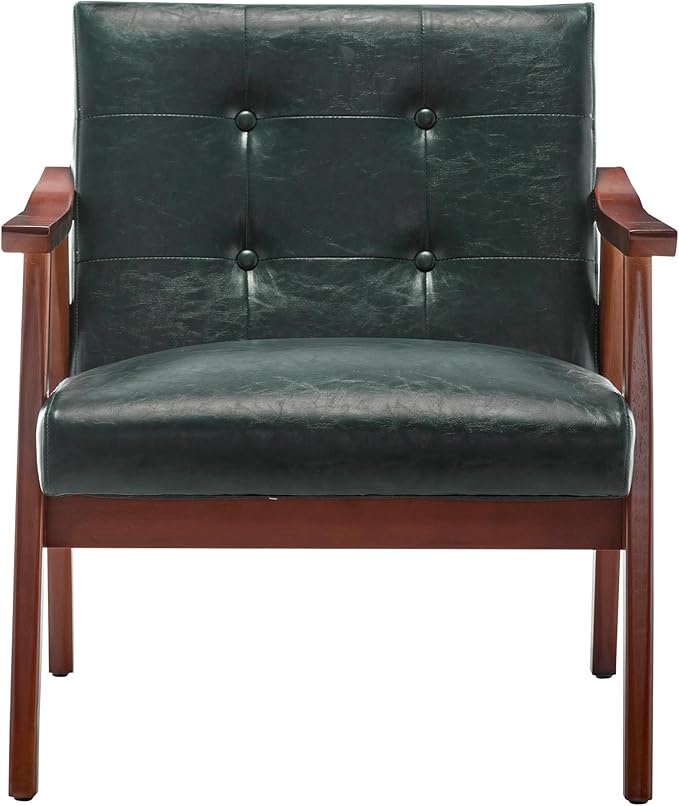 Convenience Concepts Take a Seat Natalie Accent Chair 28.5 L x 27.5 W x 31 H Hunter Green Faux Leather/Espresso