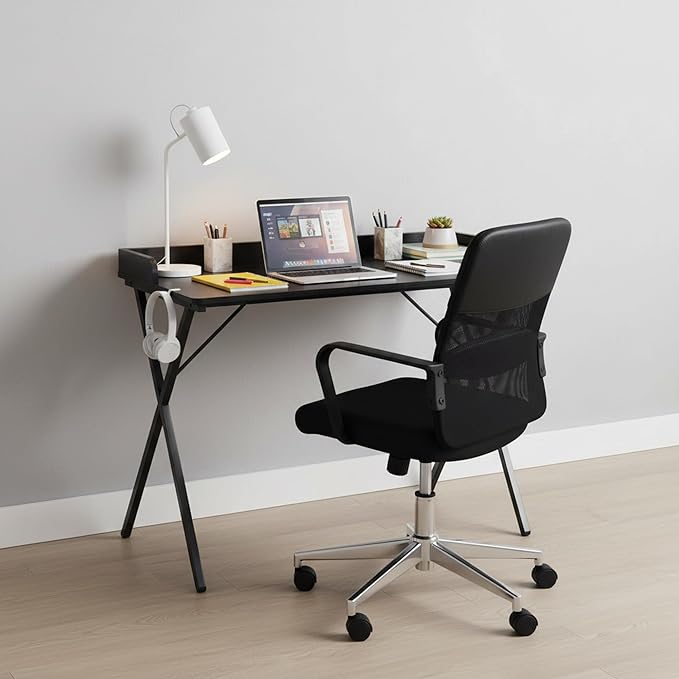 FurnitureR Office Desk Simple Style Writing Table Computer Study Desk with Baffle Home Office PC Laptop Table 39.4 Inches Black