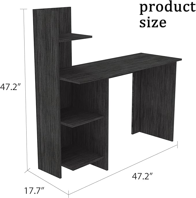 4-Tier computer deskWriting Desk with 4 shelveshome office desks with storage shelfsmall desk with storage for studyingetccorner office desks for homebedroomgaming deskWoodGrey