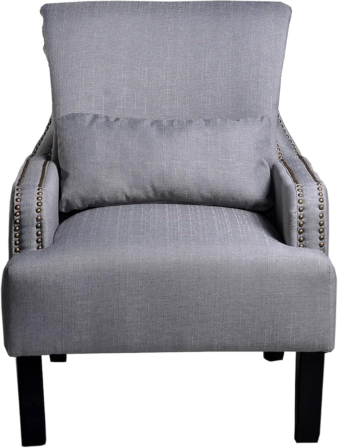 Bevin Collection Contemporary Fabric Upholstered Nail Head Trim Living Room Accent Arm Chair Beige