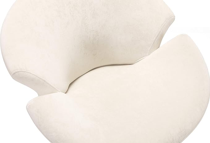 Manhattan Comfort Tulip Swivel Accent Chair Set of 2 with 360° Turn Modern Flower Inspired Design Soft Velvet Upholstery Polished Chrome Base No Assembly Required 300 Lbs Capacity White
