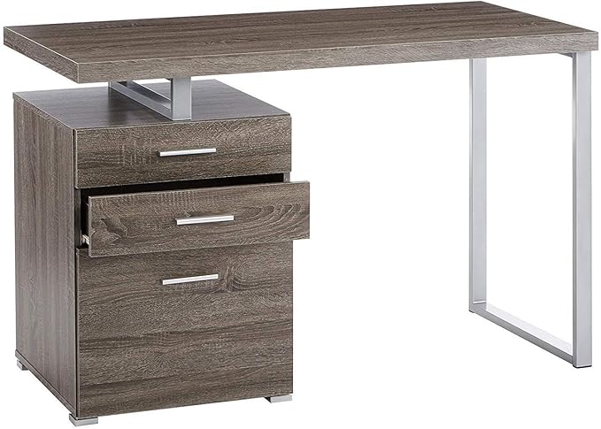 Office Desk with File Drawer - Modern Computer Desk - Gray Finish
