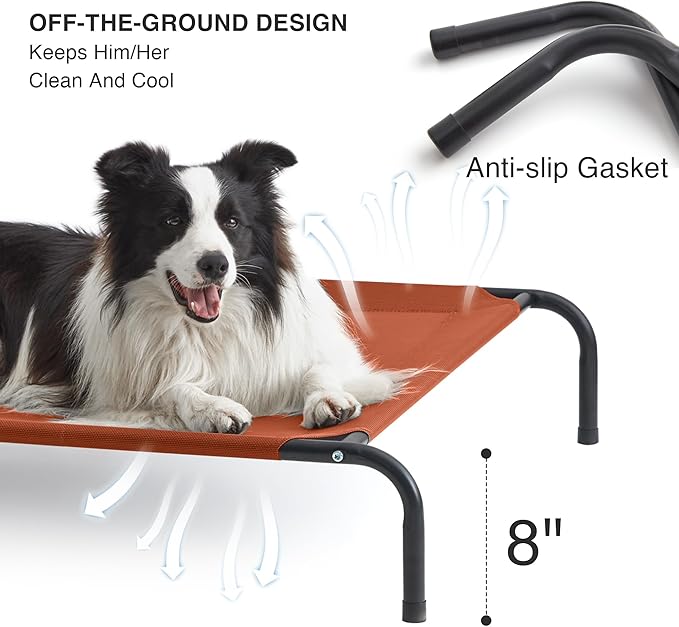 Love's cabin Elevated Cooling Dog Bed for Large Dogs Portable Indoor &amp Outdoor Raised Pet Dog Cat Cot Durable Summer Frame with Breathable Mesh Terracotta 48 inches