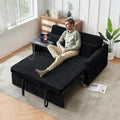 54'' Corduroy 3-in-1 Convertible Sofa Bed Pull Out Sleeper Loveseat Couch with USB Ports &amp Storage Pockets Futon Couches for Small Space Living Room Apartment (Black New)