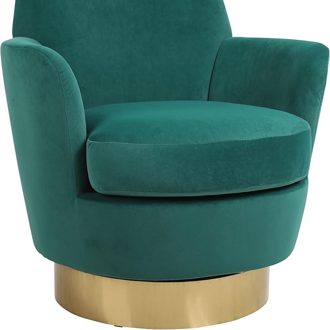 Set of 2 Swivel Accent Chair Modern Velvet American Design Swivel Round Barrel Chairs Upholstered Cozy Style for Living Room Bedroom Home Office (Velvet Emerald 2-Pack)