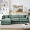 102 Mint Green Modular Sectional Sofa with Movable Ottoman Convertible L Shaped Chenille Cloud Couch Comfy 3-Seater Deep Seat Sofa Couches for Living Room Bedroom and Apartment (Mint Green 102)